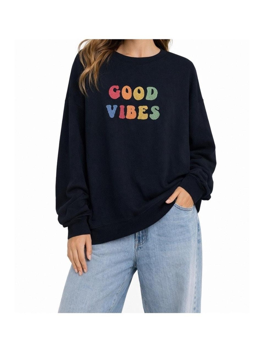 Wildfox Women's Blue Sweatshirt “Good Vibes” Size L